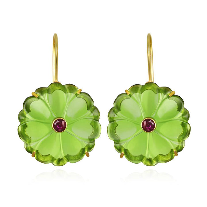 Magnolia Earrings - Clover Green Gold