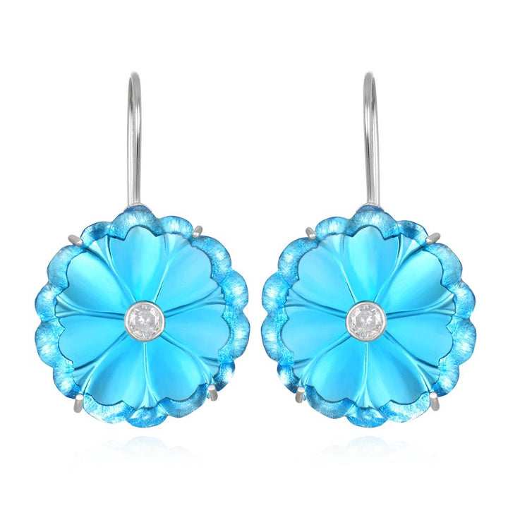 Magnolia Earrings - Swiss Blue Silver