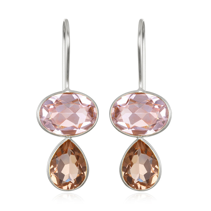 Valencia Teardrop Earrings - Blush & Champagne Silver