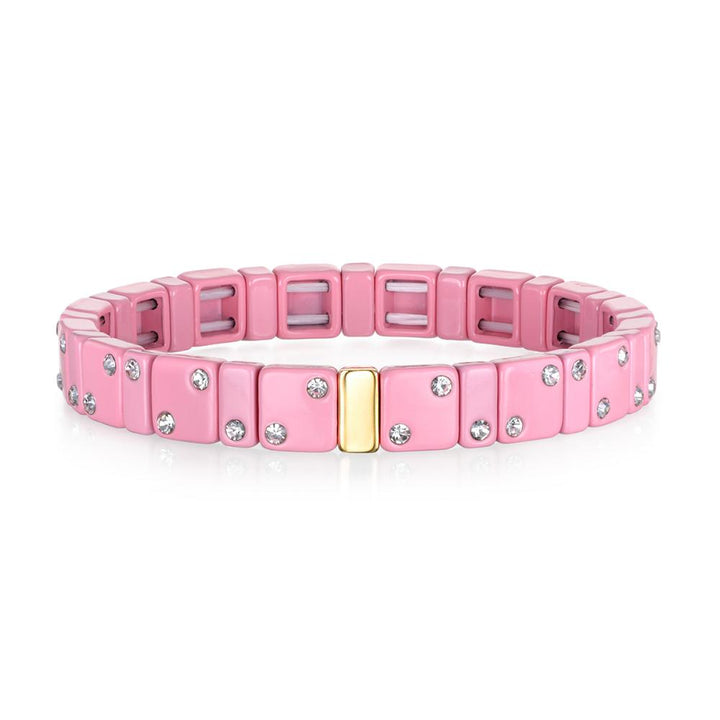 CZ Enamel Bracelet - Pink