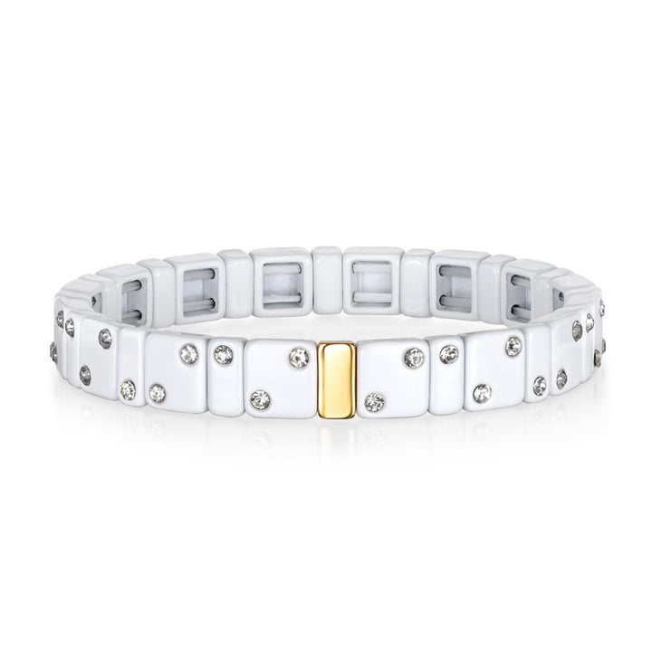 CZ Enamel Bracelet - White