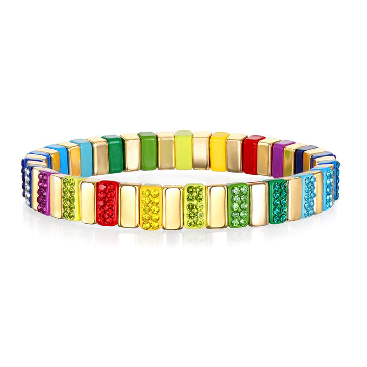 CZ Enamel Bracelet - Rainbow Sparkle